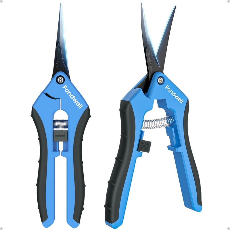 Fondwell 6.5" Pruning Shears Trimming Scissors: 2 Pack of Non-Stick Gardening Scissors - Reliable Garden Snips for Managing Small Plants - Image 1